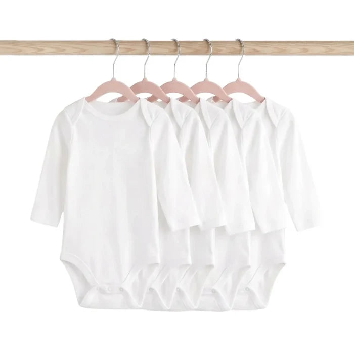 HelloBaby Unisex Long Sleeve Bodysuit 5 pcs White - ebebek