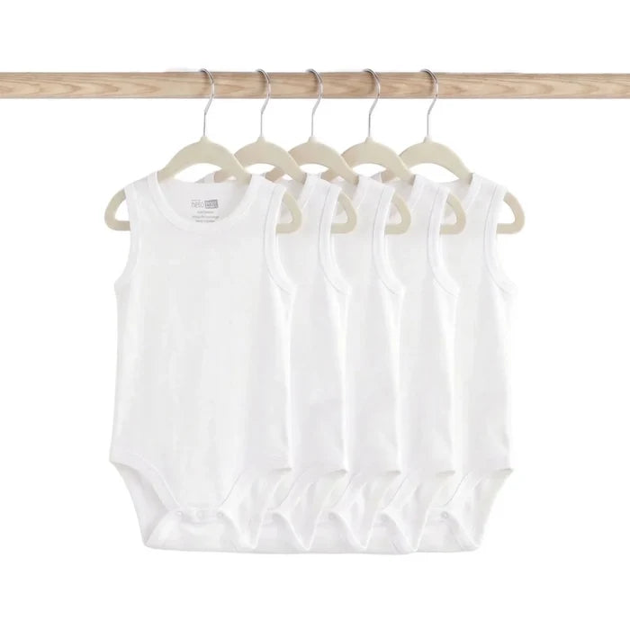 HelloBaby Unisex Sleeveless Bodysuit 5 pcs White - ebebek