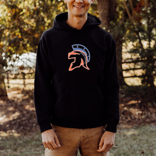 Helmet Outline Black Gildan Hoodie