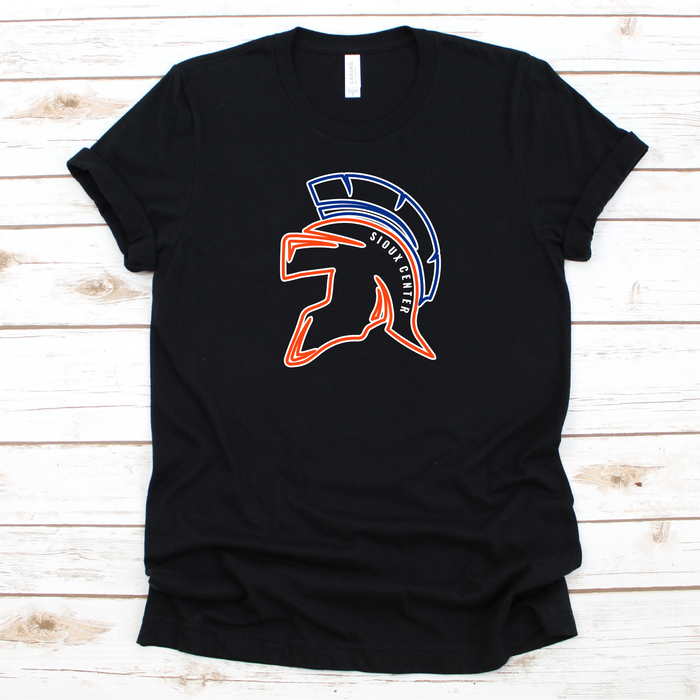 Helmet Outline Black Tee - Next Level 6010 or Bella Canvas