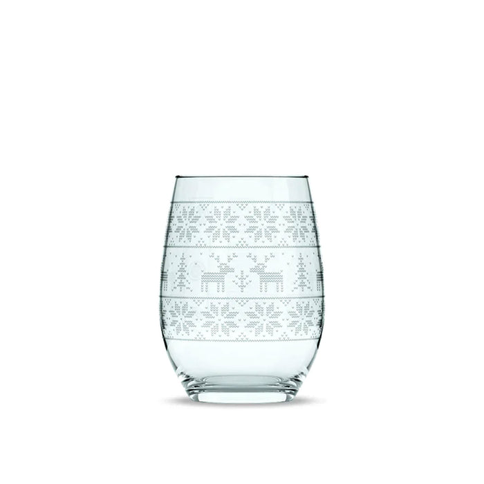 Holiday Sweater Stemless Wine Glasses - Set of 4
