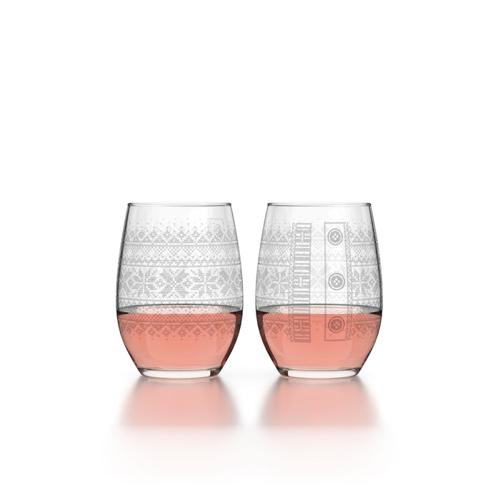 Holiday Sweater Stemless Wine Glasses - Set of 4