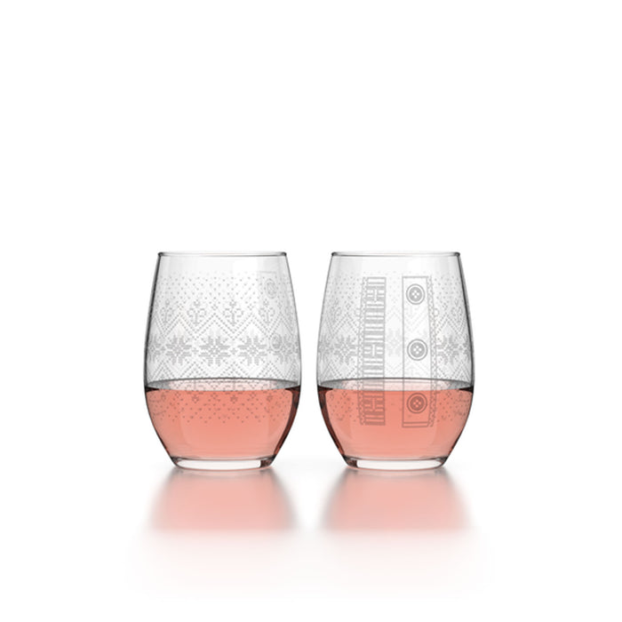 Holiday Sweater Stemless Wine Glasses - Set of 4