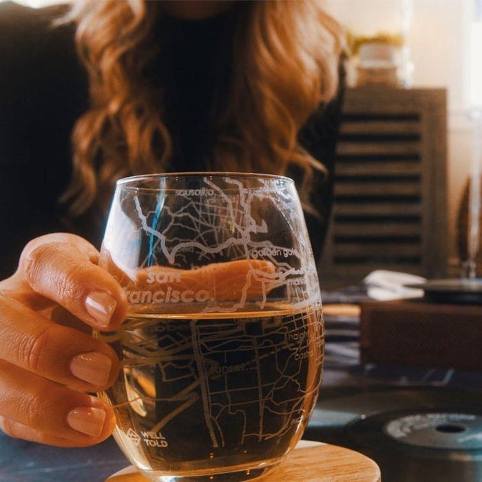 Home Town Maps Stemless Wine Glass - Set of 4
