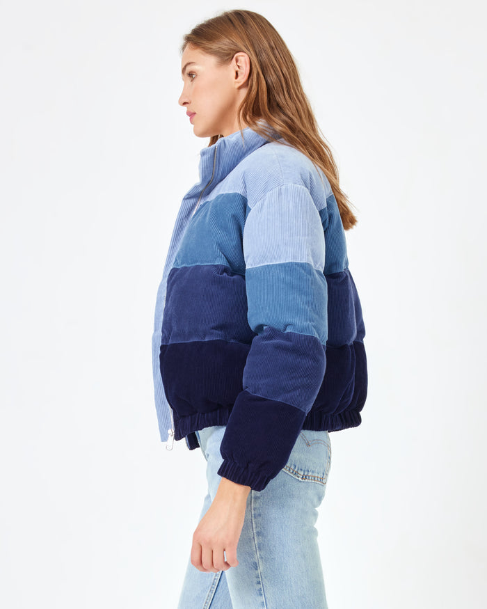 LSPACE Horizon jacket in Marina Days, side view on model.