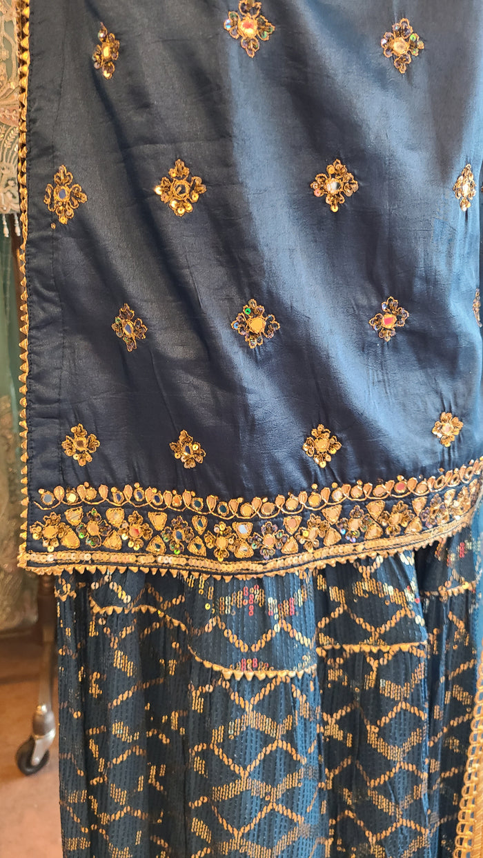 Indigo Blue Sharara Set