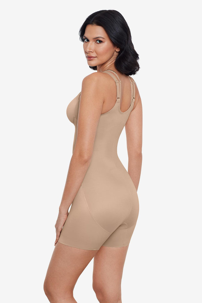 Instant Tummy Tuck! Open Bust Mid-Thigh Bodysuit