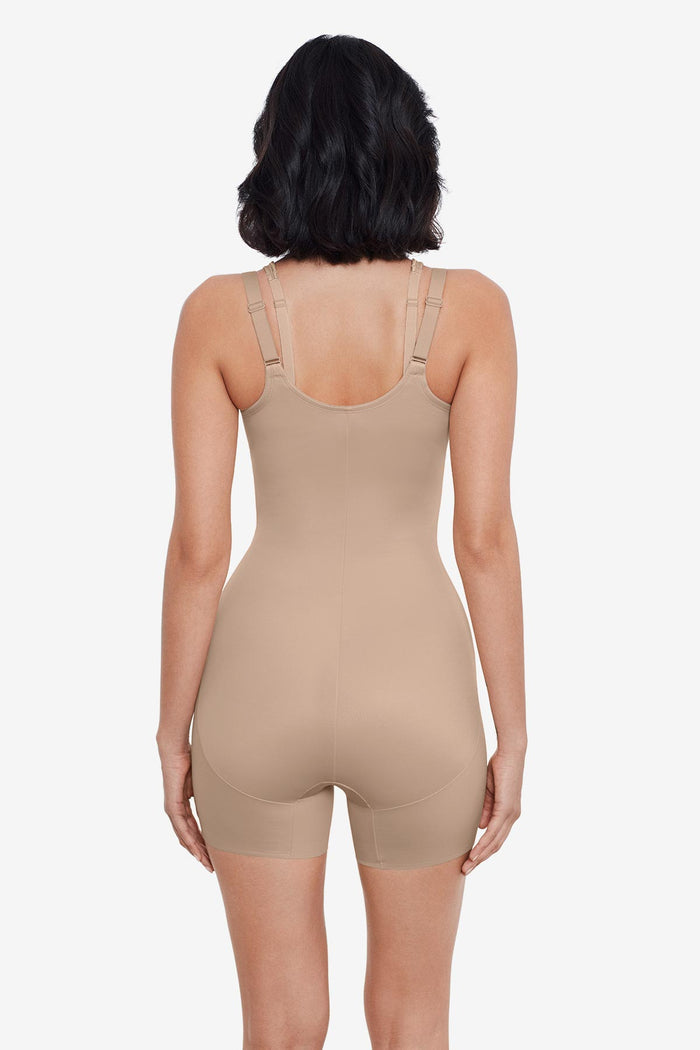 Instant Tummy Tuck! Open Bust Mid-Thigh Bodysuit