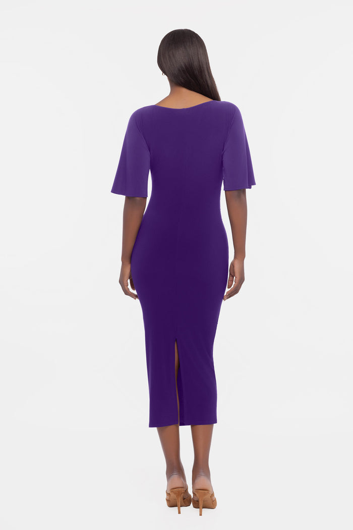 Back of Iris solid shaping dress in Mulberry