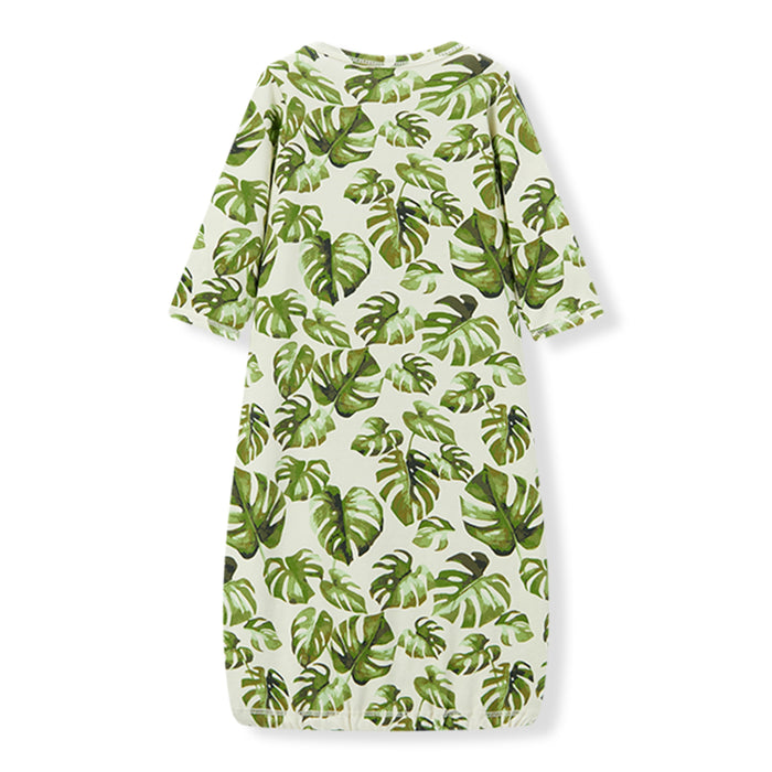 Island Leaf Cotton Stretch Newborn Gown & Hat Set