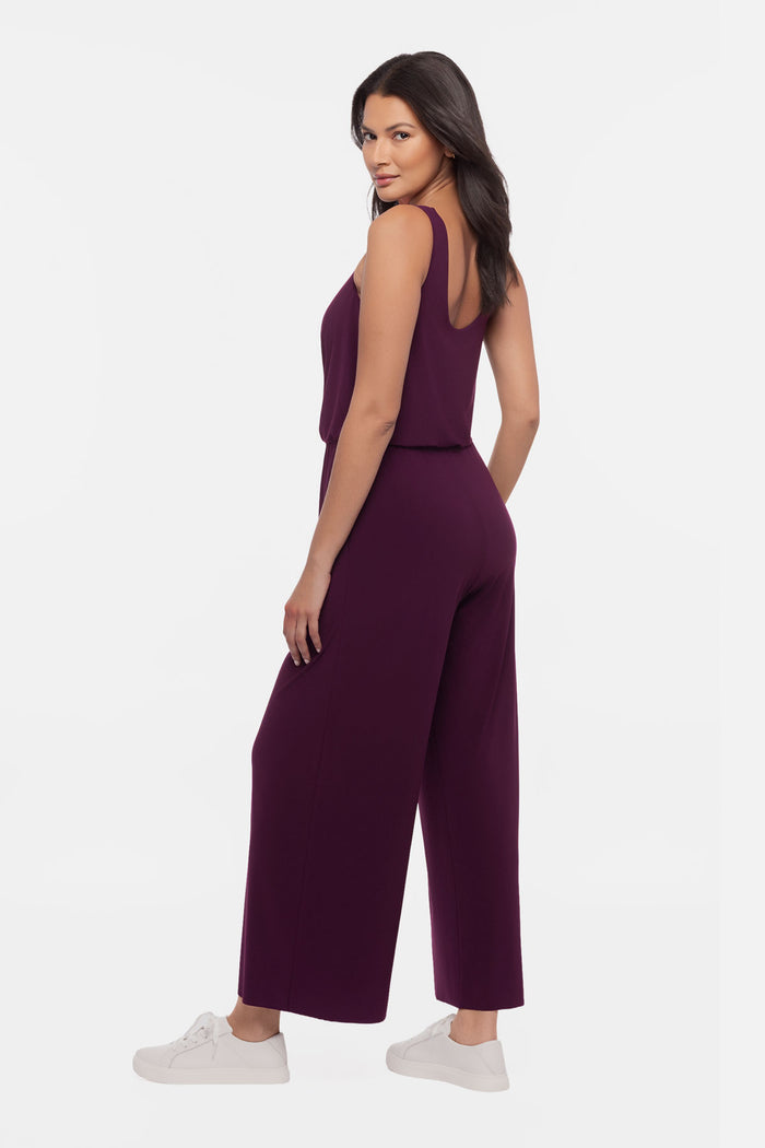 Side view of Jesi solid jumpsuit in Bing