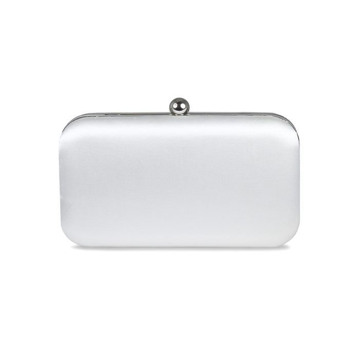 Jewel: White Satin & Silver Bags Sole Bliss