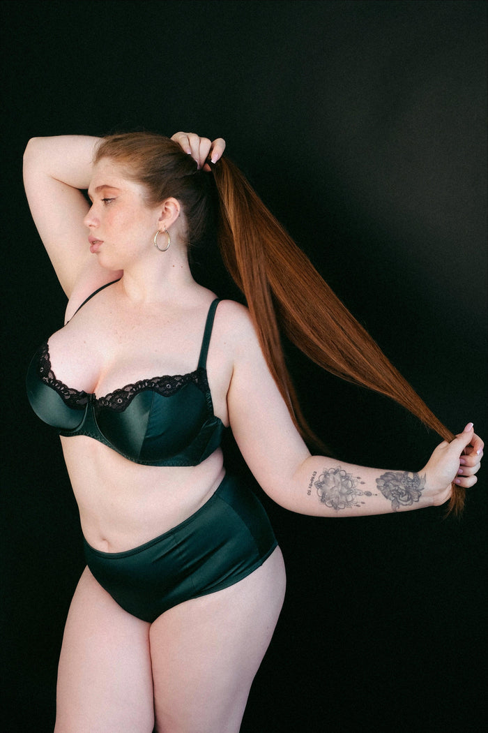 Joli Gloss emerald-black high waisted panties - yesUndress