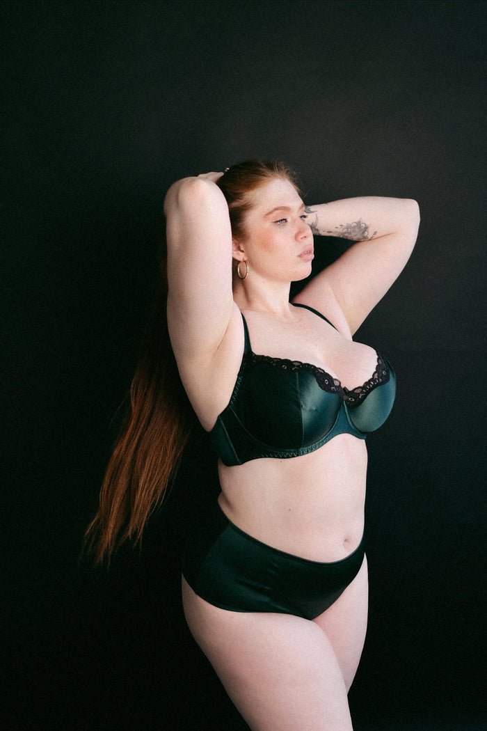 Joli Gloss emerald-black high waisted panties - yesUndress