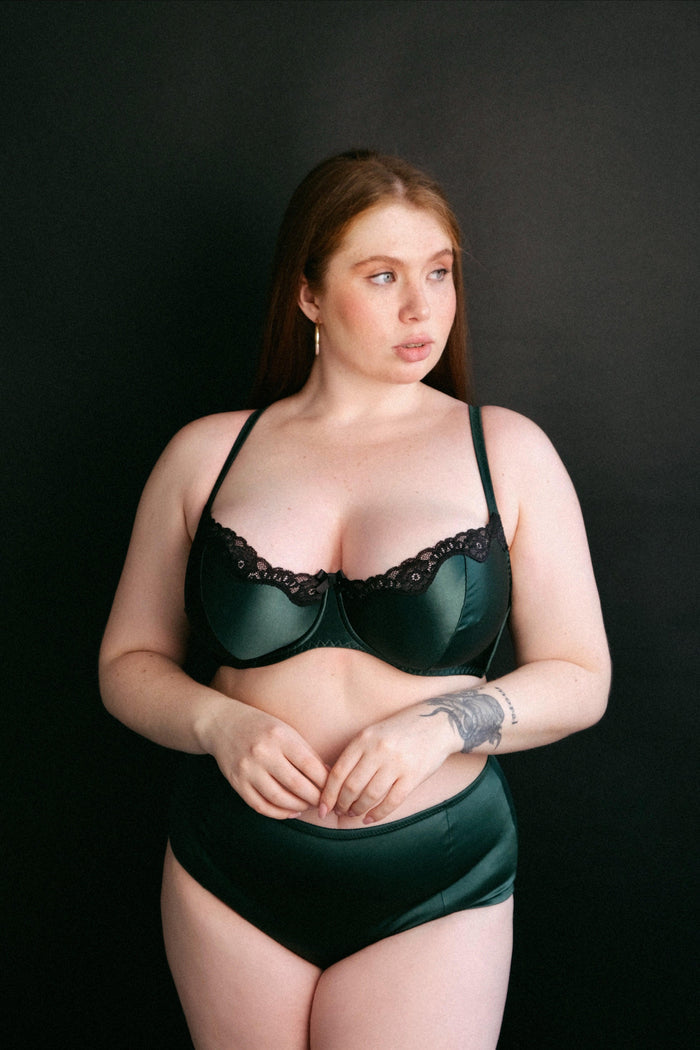 Joli Gloss emerald-black high waisted panties - yesUndress