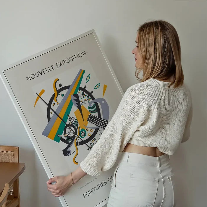 Kandinsky Nouvelle Exhibition Poster held up against a living room wall