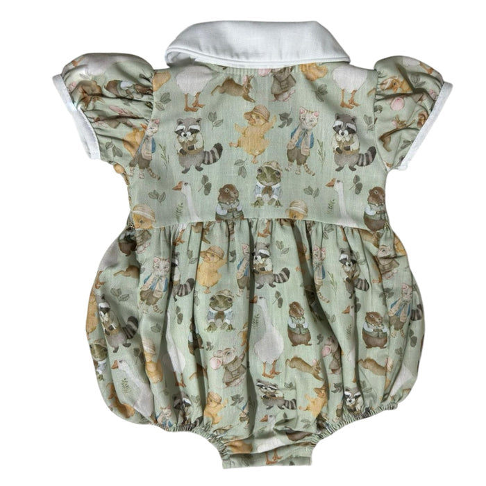 Karlo Whimsical Animals Boy Handsmocked Romper