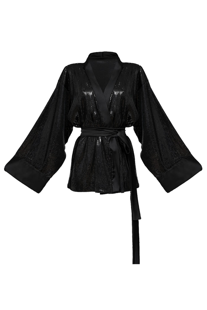 Kasumi alfa sequined kimono shirt