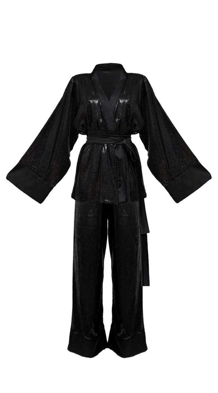 Kasumi alfa sequined kimono shirt