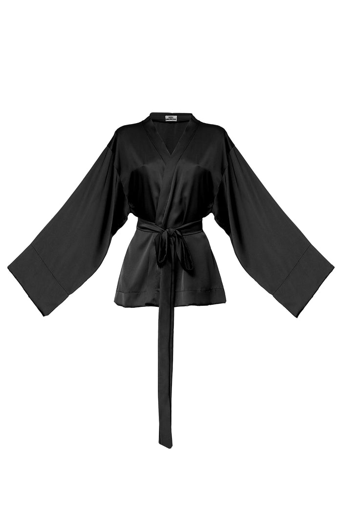 Kasumi black kimono shirt