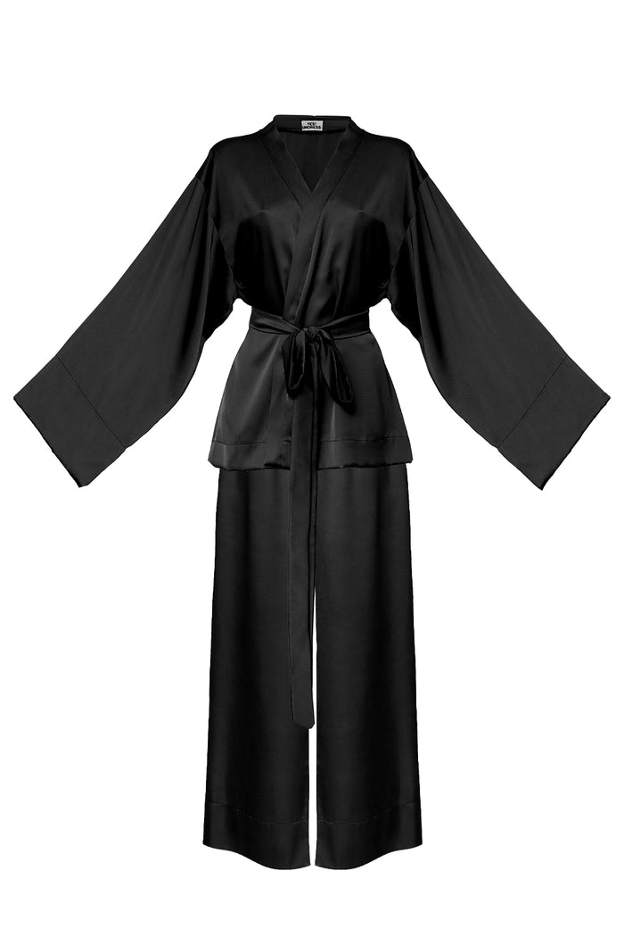 Kasumi black kimono shirt
