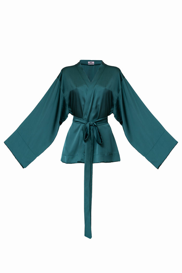 Kasumi emerald kimono shirt