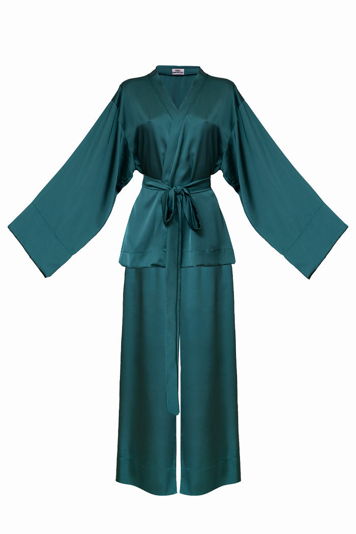 Kasumi emerald kimono shirt