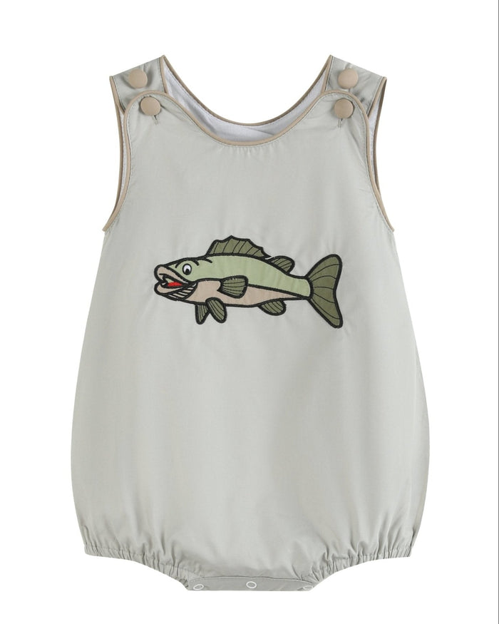 Khaki Green Fish Bubble Romper - Lil Cactus