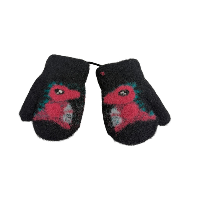 Kids Dinosaur Mittens with String