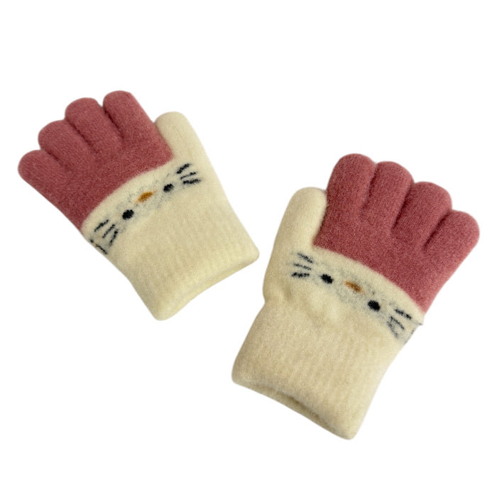 Kids Fleece-Lined Cat Winter Gloves