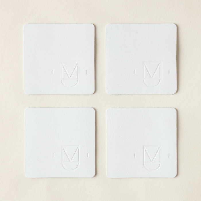 KMI White Leather Coasters Set