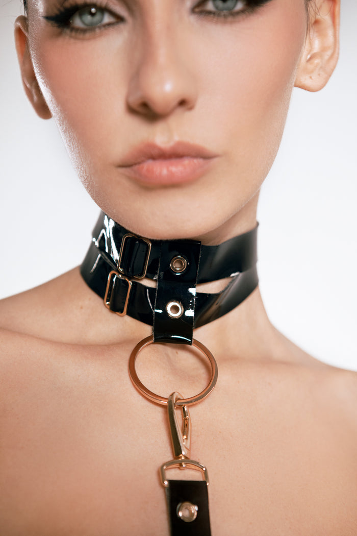 LadyBoss Black choker with leash by Secret Room