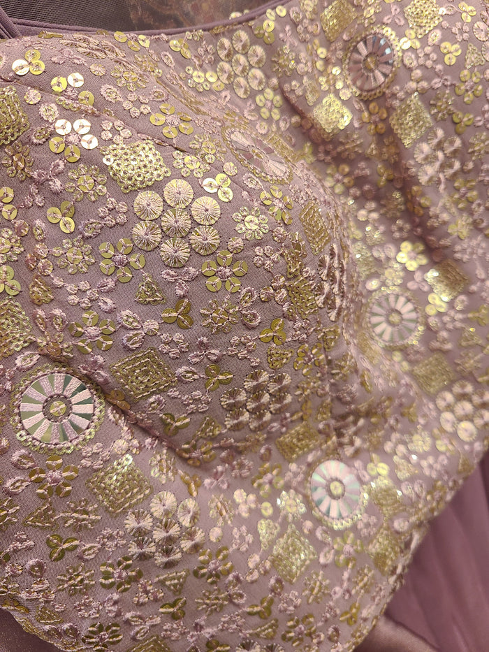 Lavender Ombré Embroidered Sharara Set with Cape Sleeves