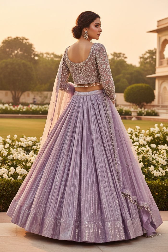 Lavender Shimmer Tissue Lehenga Set