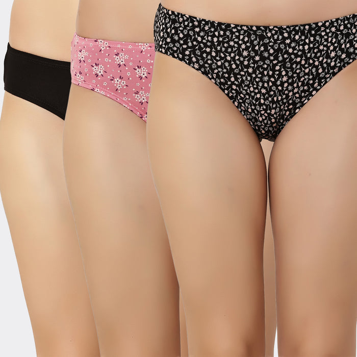 Lavos Womens Bamboo Modal Low Waist Bikini - Inner Elastic (Pack of 3)