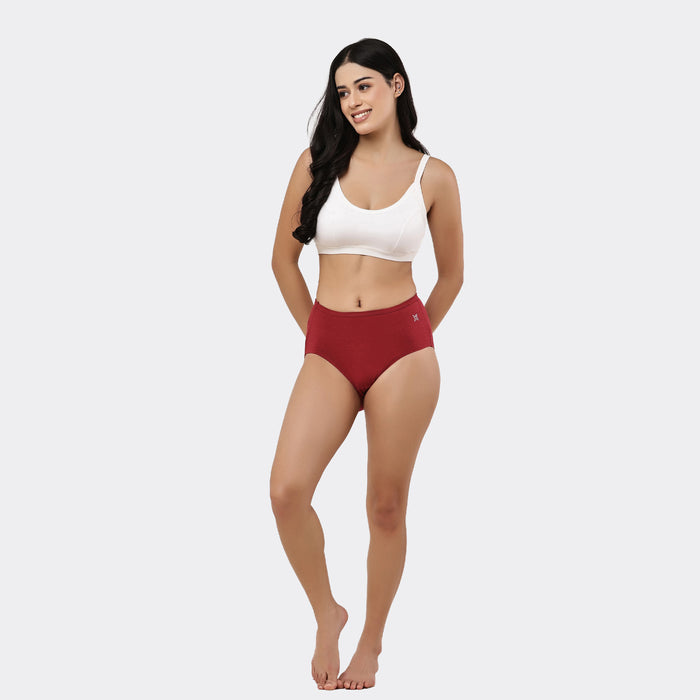 Lavos Women’s High Waist Inner Elastic Hipster – Full Back Coverage Bamboo Comfort (Pack of 3)