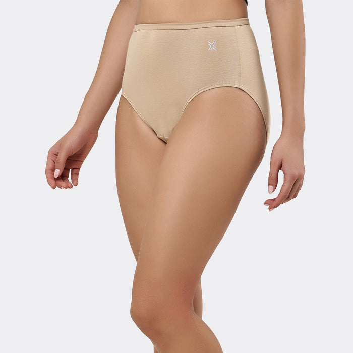 Lavos Women’s High Waist Inner Elastic Hipster – Full Back Coverage Bamboo Comfort (Pack of 3)