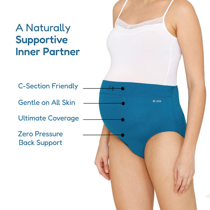 Pregnancy & Maternity Panty | Pregnancy Underwear for C Section's photograph that's made with an innovative bamboo and organic cotton fabric from Lavos Performance, a carbon neutral eco-fashion company. Panties for bump support • Made from silky smooth bamboo fabric • Naturally antibacterial & Sweat wicking bamboo pregnancy panties • Maternity panty with super soft waistband for back support & full coverage • Pregnancy panty for new moms • Free Shipping • COD • India's #1 Bamboo Innerwear Brand