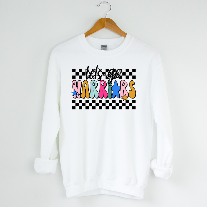 Let's Go Warriors Vibrant Toddler, Youth and Adult Crew Sweatshirt