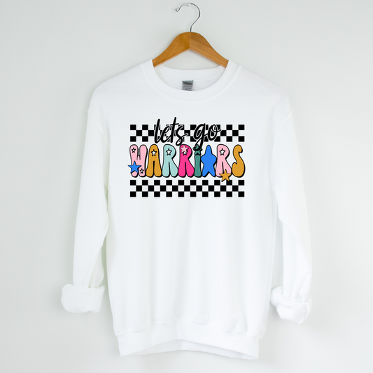 Let's Go Warriors Vibrant Toddler, Youth and Adult Crew Sweatshirt