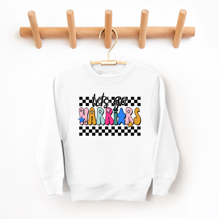 Let's Go Warriors Vibrant Toddler, Youth and Adult Crew Sweatshirt