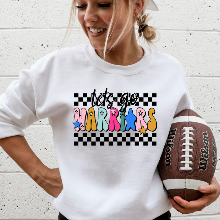 Let's Go Warriors Vibrant Toddler, Youth and Adult Crew Sweatshirt
