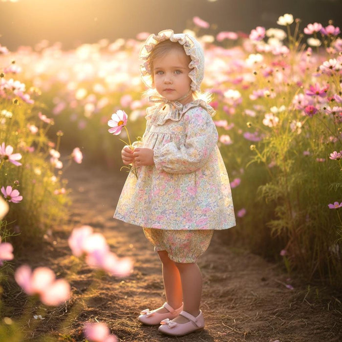 Liberty Floral Baby Outfit Set: Cotton Tana Lawn Blouse, Bloomer