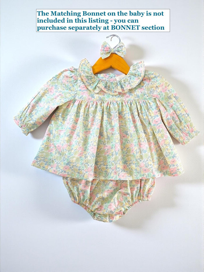 Liberty Floral Baby Outfit Set: Cotton Tana Lawn Blouse, Bloomer