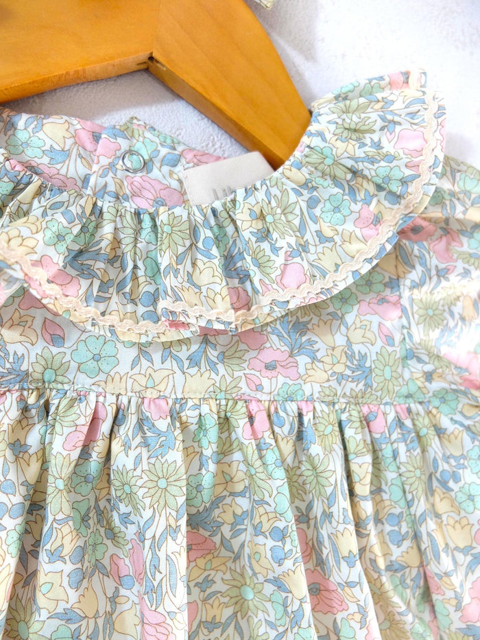 Liberty Floral Baby Outfit Set: Cotton Tana Lawn Blouse, Bloomer
