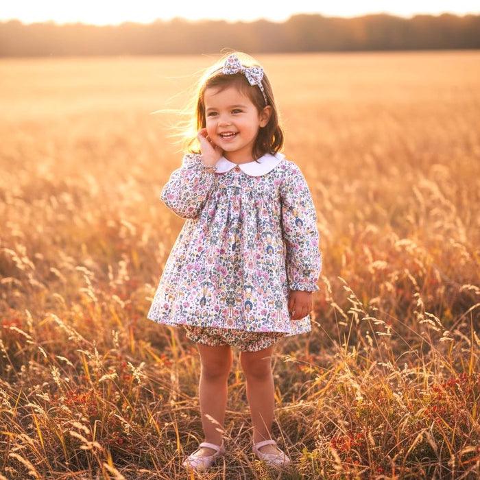 Liberty Floral Girl Blouse Bloomer Set: Cotton Tana Lawn, Peter Pan Collar
