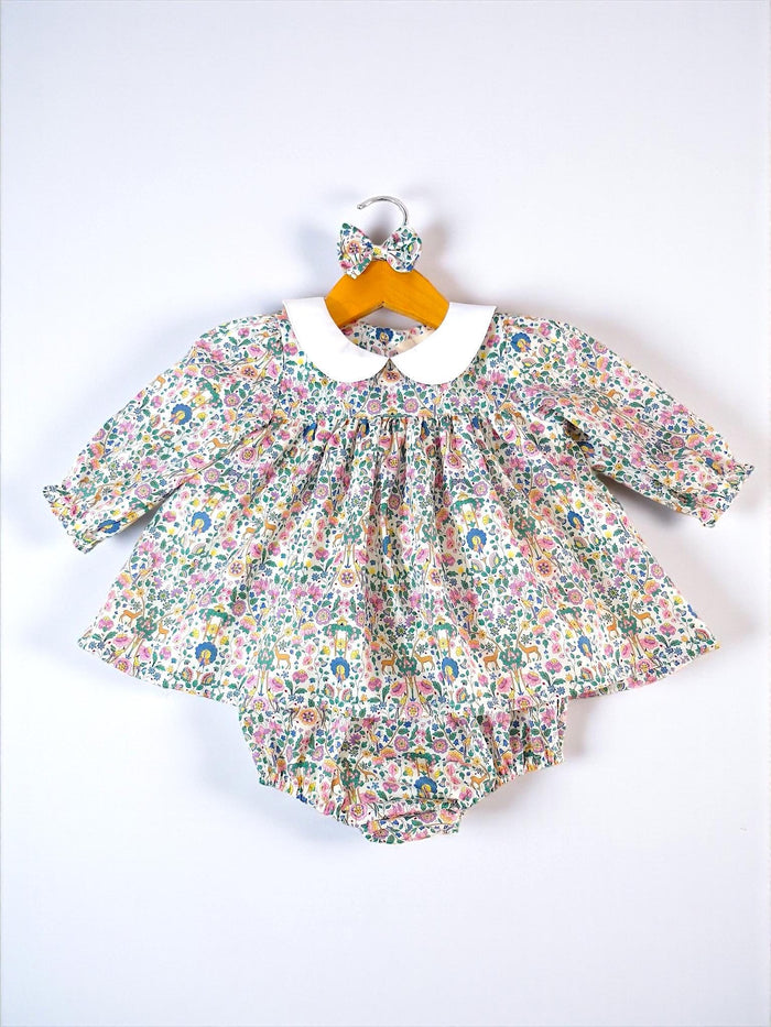 Liberty Floral Girl Blouse Bloomer Set: Cotton Tana Lawn, Peter Pan Collar