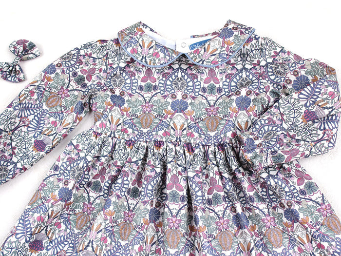 Liberty Floral Print Dress: Peter Pan Collar, Long Puffy Sleeve