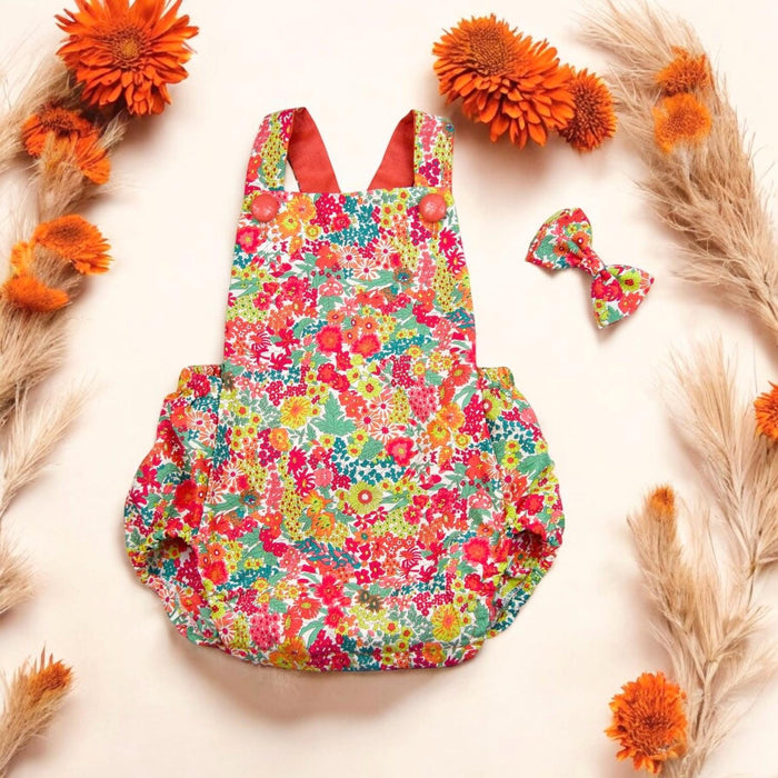 Liberty London Baby Bubble Romper: Floral Print, Handmade Baby Clothes