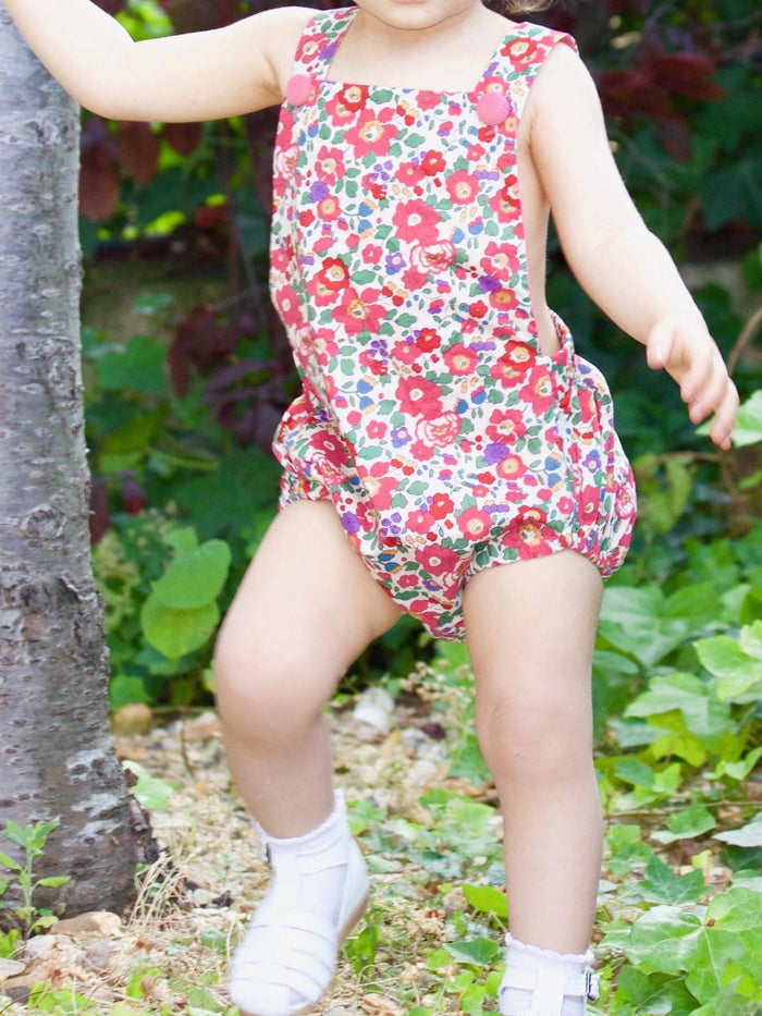 Liberty London Baby Bubble Romper: Floral Print, Handmade Baby Clothes